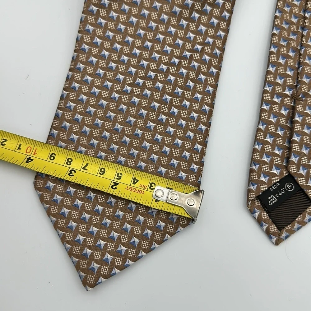 Ermenegildo Zegna Brown Geometric Patterned Men's Tie